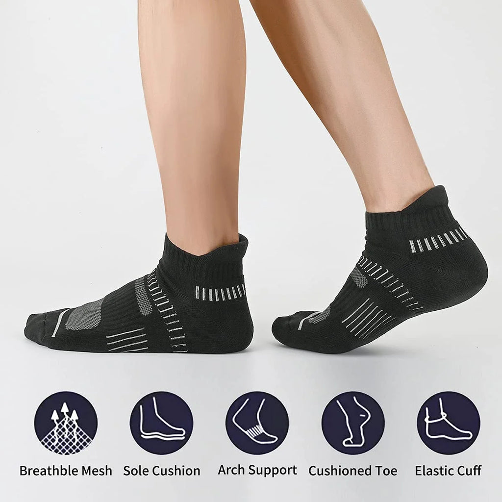 Mens Socks Ankle Socks for Mens Low Cut Cushioned Breathable Socks 6 Pairs