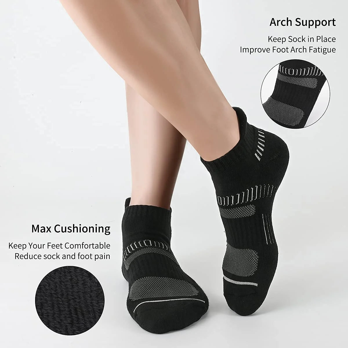 Mens Socks Ankle Socks for Mens Low Cut Cushioned Breathable Socks 6 Pairs